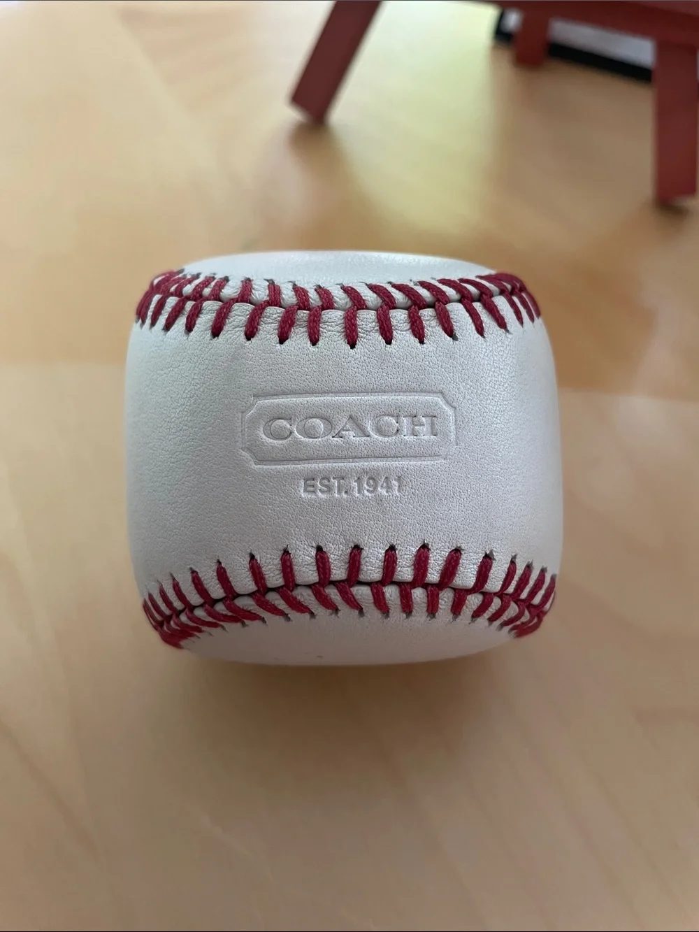 Coach White Leather Baseball Paperweight  Baseball HEAVY Rare Collectible